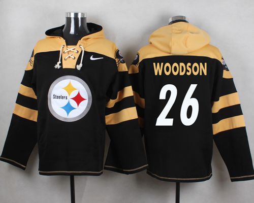 Nike Steelers #26 Rod Woodson Black Player Pullover NFL Hoodie